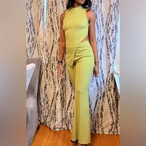 Vibrant Green Boot Cut Pants and Top